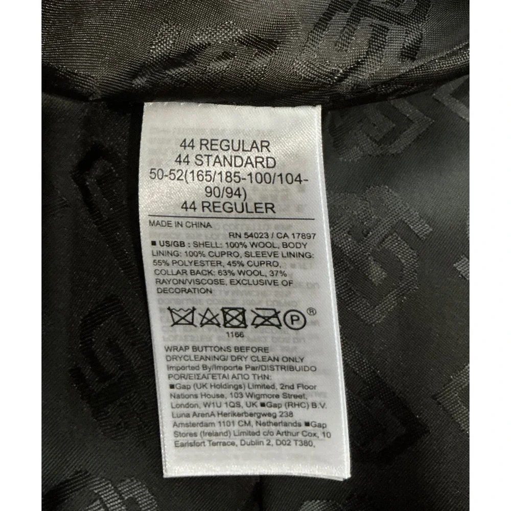 Banana Republic Black Wool Tuxedo Jacket 44R Slim Fit Italian Fabric NWT $550